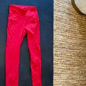 Red lululemon fast and free’s with pocket’s